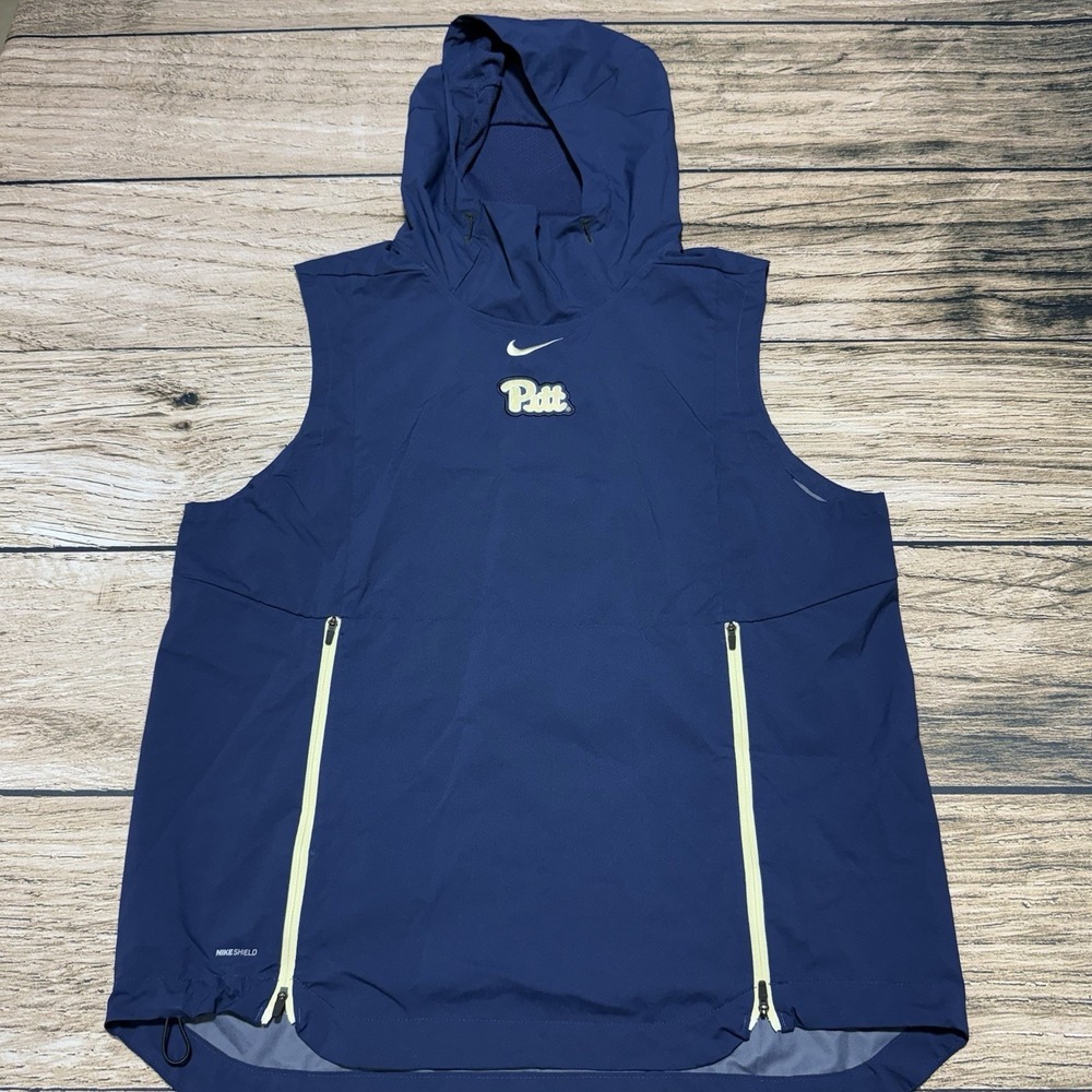Nike Pitt Panthers Jacket Mens Large Sleeveless Hooded Shield Windbreaker
